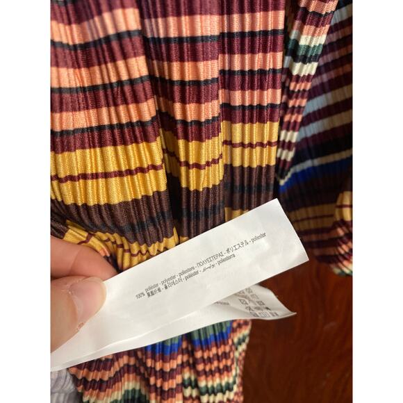NWT Rainbow Zara Sexy Stripe Bishop Sleeve Mini Dress Small Blogger Favorite - Picture 5 of 9